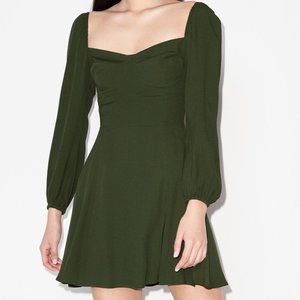 NEW Reformation Mochi Long Sleeve Mini Dress in Fern Green